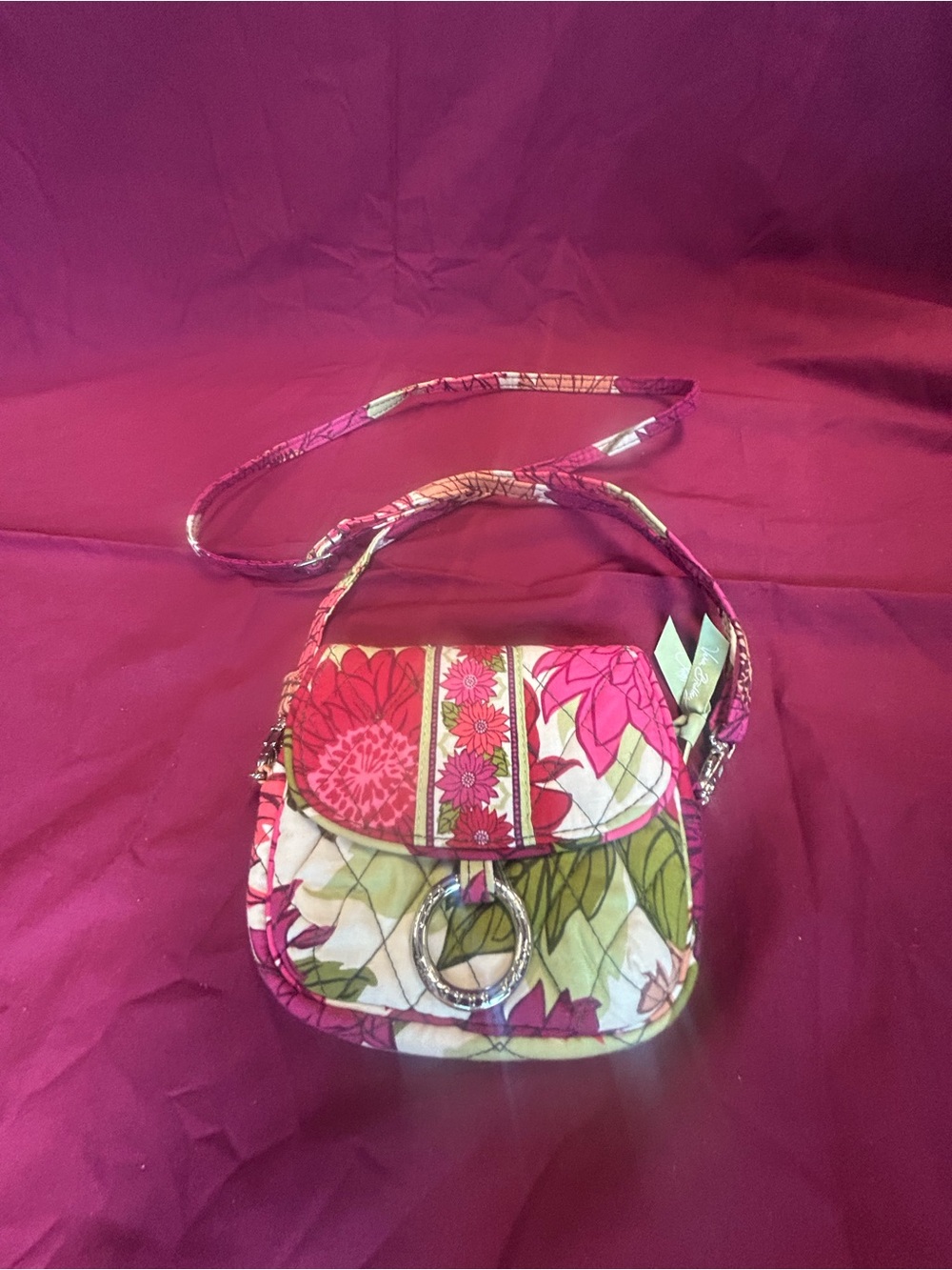 Vera Bradley Pink and Green Floral Crossbody Bag